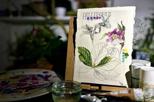 A painting of a flower.