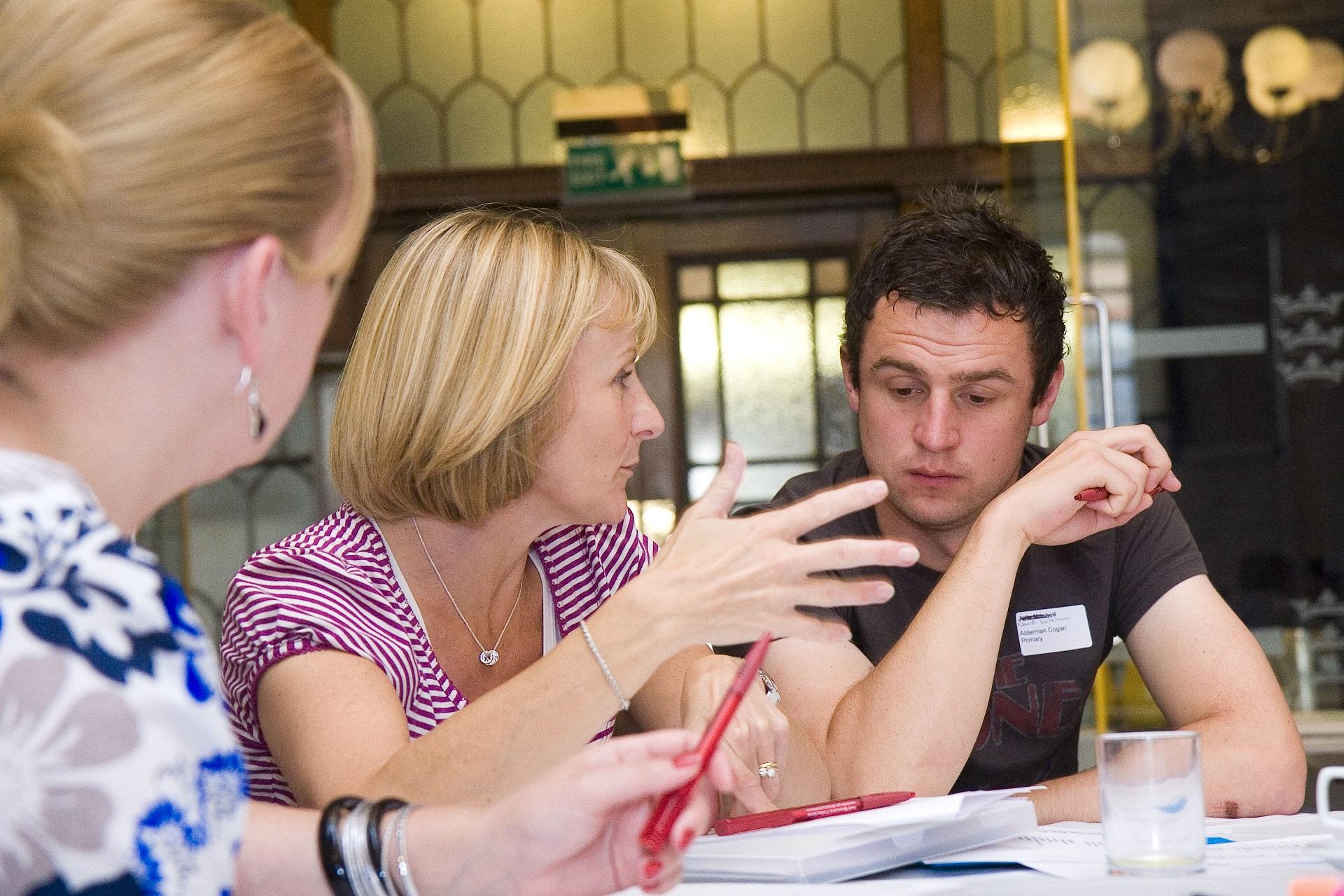 School staff members talking