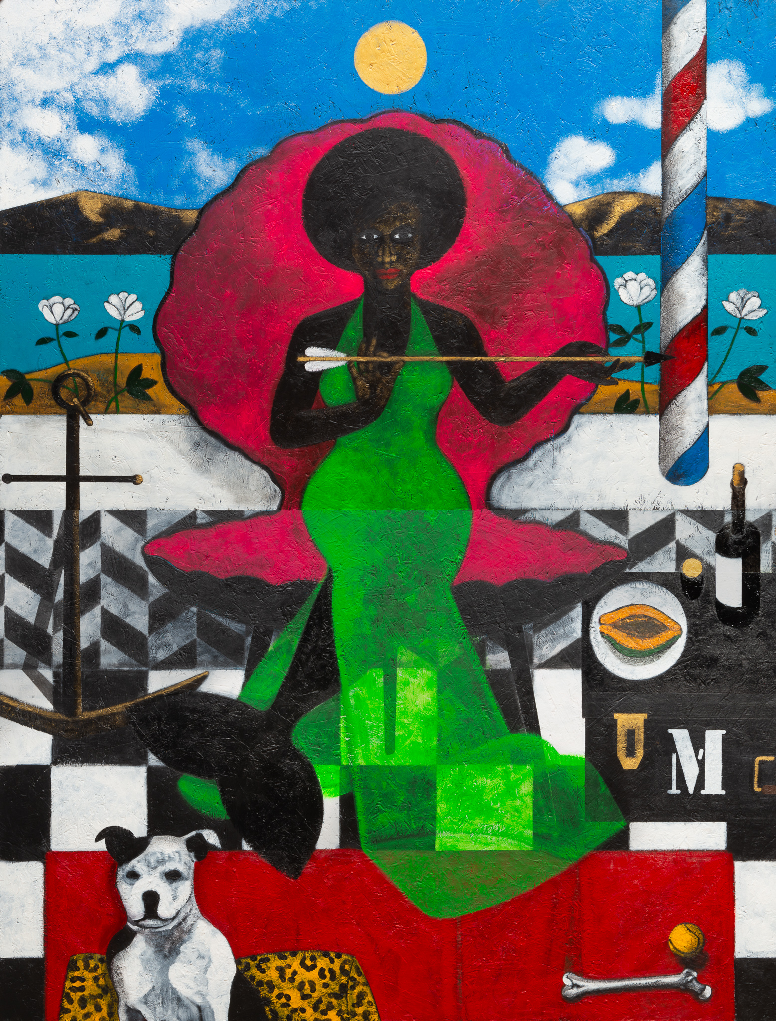 Abe Odedina, Madame Lasirenn, 2024. Acrylic on Plywood. Acquired using the Ferens Endowment Fund, 2025, courtesy artist and Ed Cross Fine Art © Abe Odedina