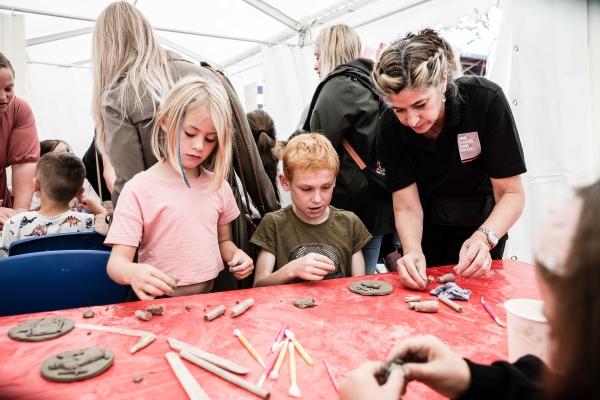 Two children taking part in a craft activity