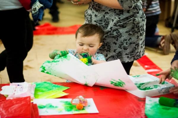 A child creating some art