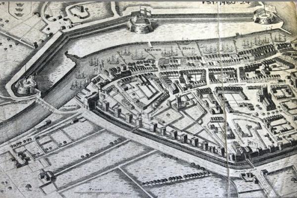 An old black and white map