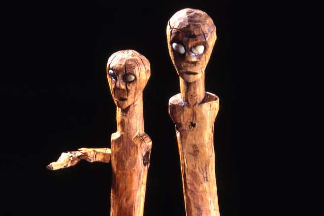 Two figures made from wood