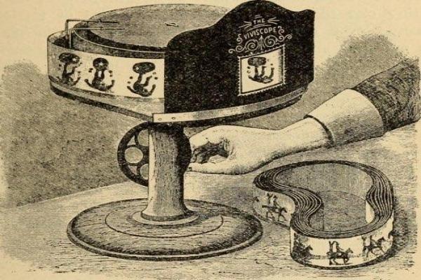 A drawing of a zoetrope
